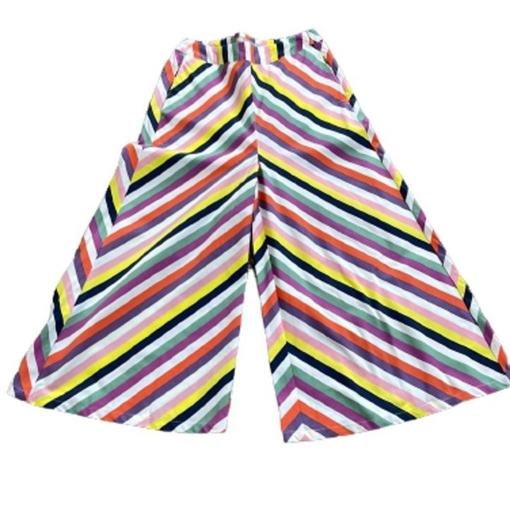ASOS DESIGN WIDE LEG HIGH RISE RETRO MULTI STRIPE PANTS SIZE 4